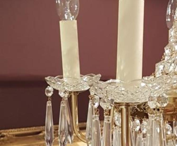 Antique Cut Crystal and Brass Chandelier - Image 4