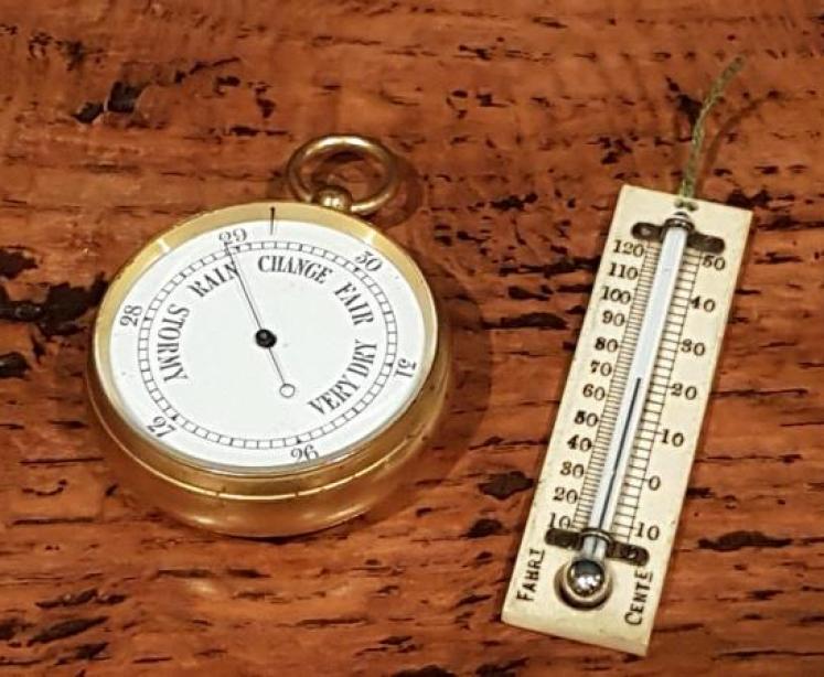 Victorian Pocket Barometer and Thermometer in Original Presentation Case - Image 2