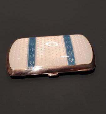 Antique Silver & Blue Banded Enamel Card Case