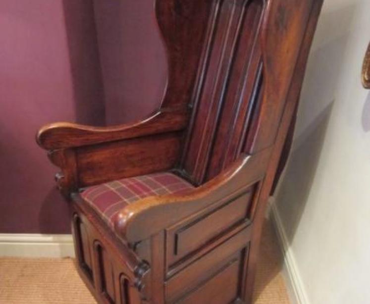 Superb Georgian Oak Panelled Lambing Armchair - Image 2