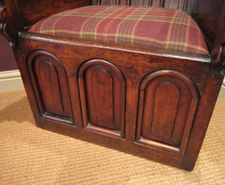 Superb Georgian Oak Panelled Lambing Armchair - Image 3