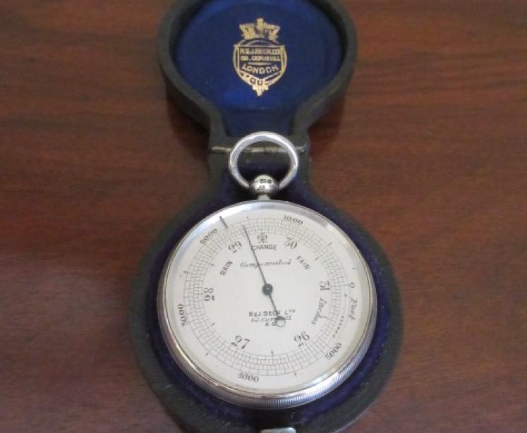 Superb Antique Silver Pocket Barometer & Case - Image 7