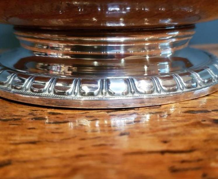 Large Antique Carved Oak and Silver Plate Loving Cup - Image 3