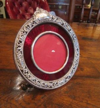 Outstanding Edwardian Silver & Enamel Photo Frame