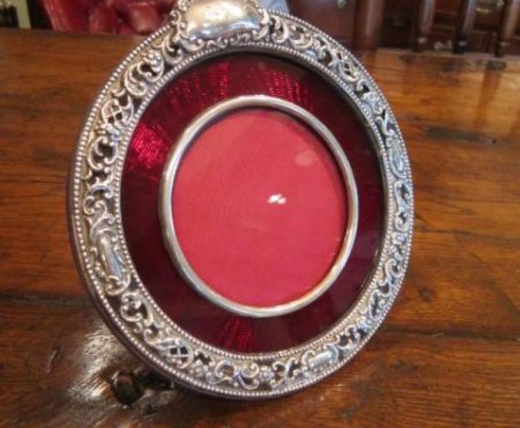 Outstanding Edwardian Silver & Enamel Photo Frame - Image 1