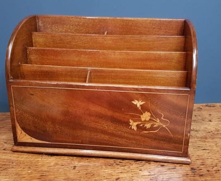 Late Victorian Inlaid Mahogany Stationary Rack - Image 1