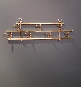 Small Antique Brass Coat Hook Rack
