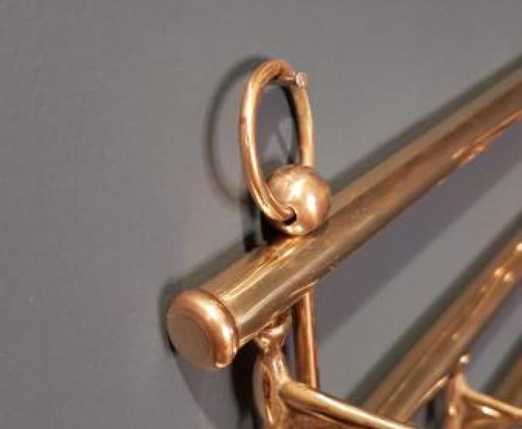 Small Antique Brass Coat Hook Rack - Image 6