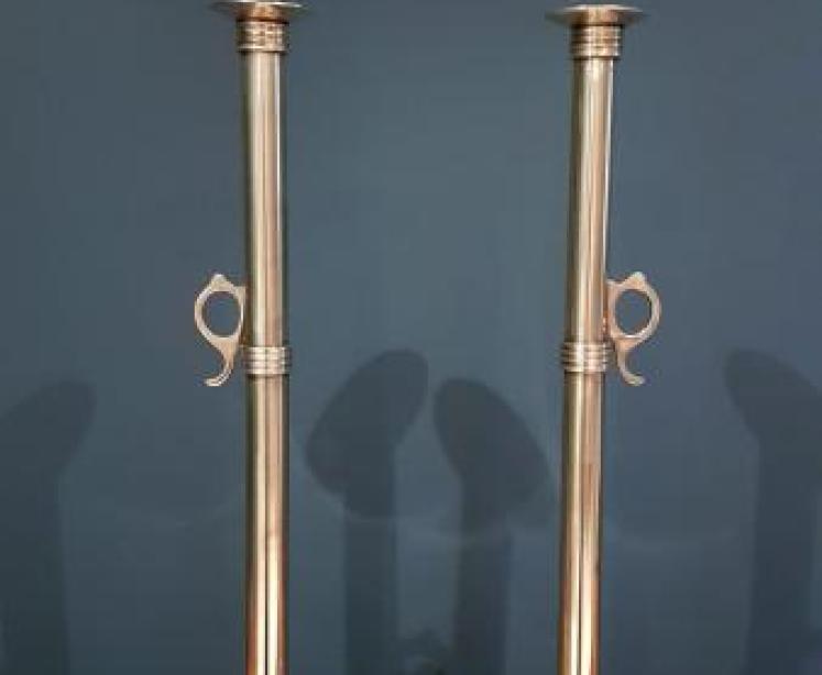 Superb Pair of Large George III Brass Candlesticks - Image 1