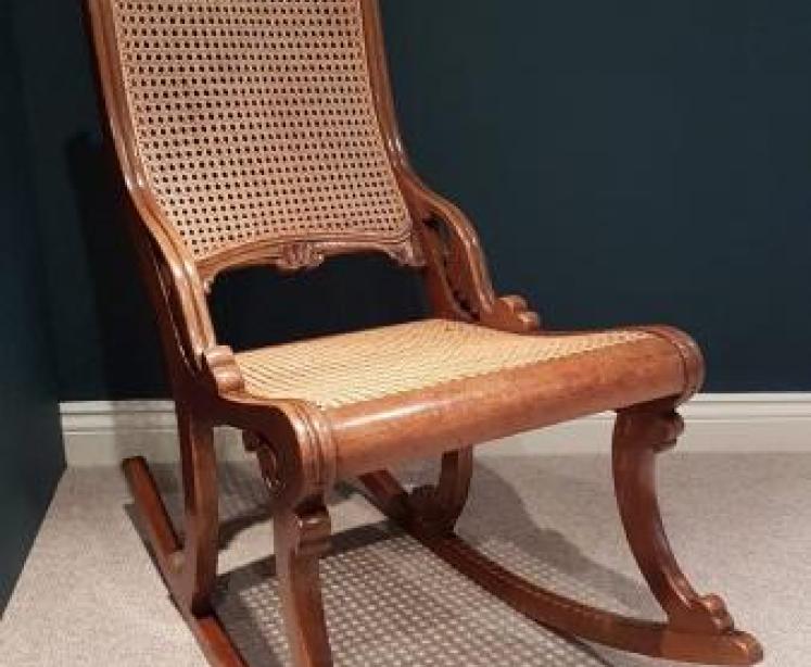 Antique Victorian Walnut Rocking Chair - Image 1