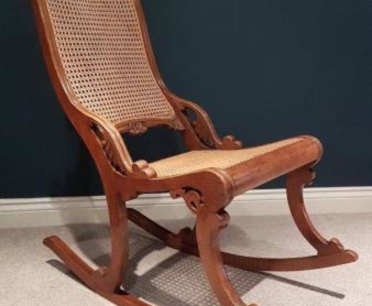 Antique Victorian Walnut Rocking Chair - Image 2