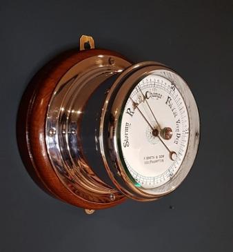 Antique Nickle Plated Marine Bulk Head Barometer