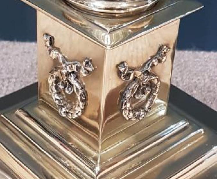 Antique Late Victorian Solid Brass Corinthian Column Lamp Standard - Image 6