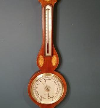 Antique Sheraton Inlaid Banjo Barometer by Maple & Co London