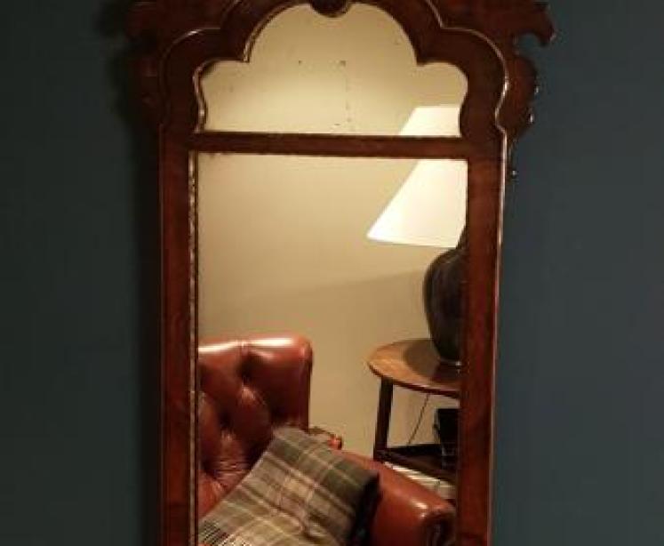 Antique George III Walnut Framed Mirror - Image 5