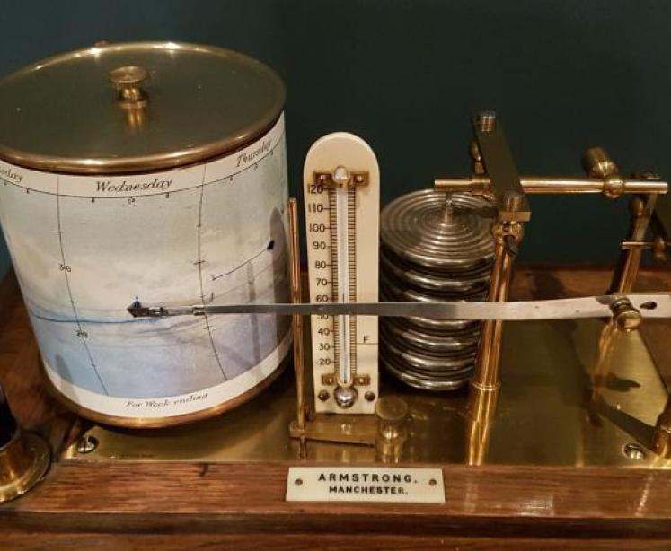 Antique Oak Cased Barograph by Armstrong of Manchester - Image 2