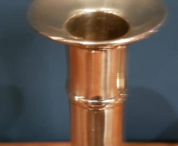 Pair of George III Brass Cannon Pedestal Candlesticks - Image 5