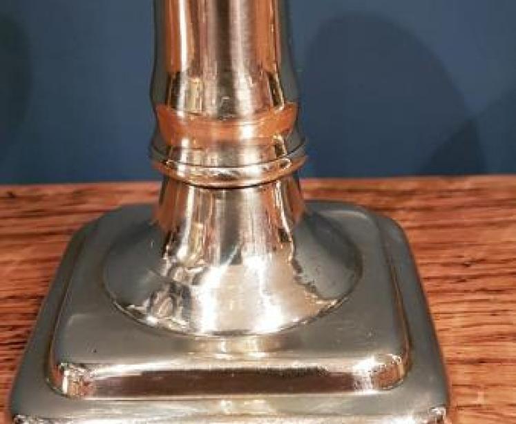 Pair of George III Brass Cannon Pedestal Candlesticks - Image 6