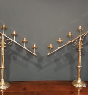 Superb Pair of Large Antique Church Candelabra