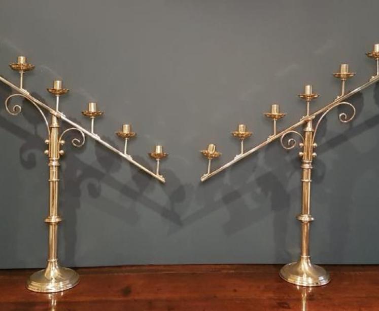 Superb Pair of Large Antique Church Candelabra - Image 1