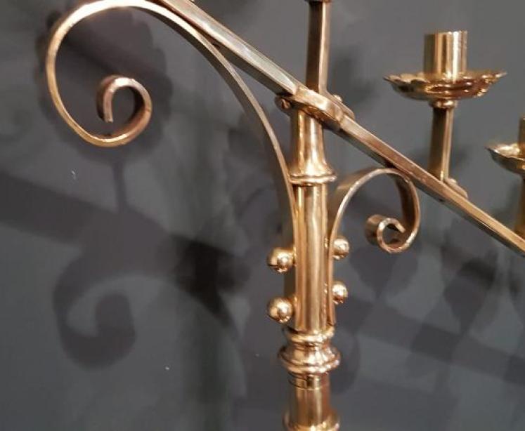 Superb Pair of Large Antique Church Candelabra - Image 5