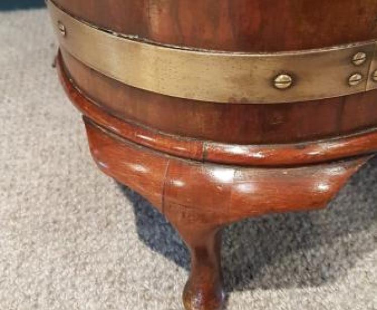 Antique Brass Bound Mahogany Planter and Liner - Image 6