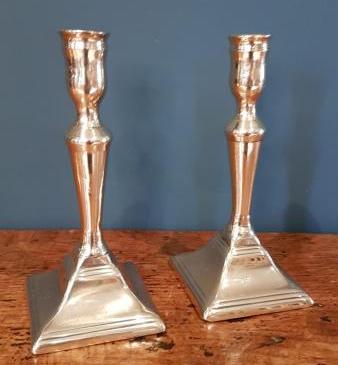 Pair of Antique George III Brass Candlesticks