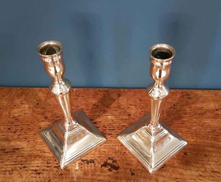 Pair of Antique George III Brass Candlesticks - Image 3