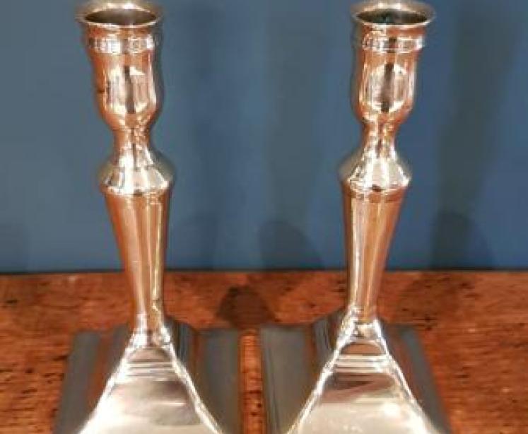 Pair of Antique George III Brass Candlesticks - Image 5