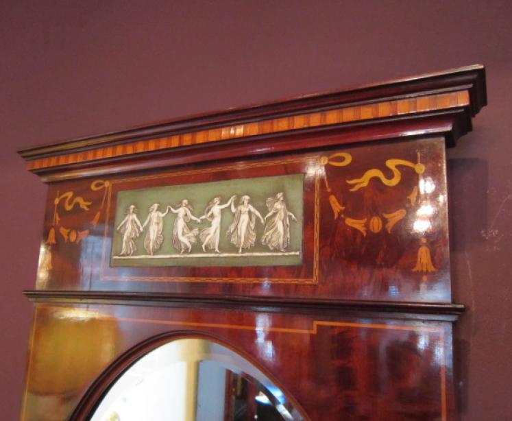 Elegant Art Nouveau Mahogany Inlaid Wall Mirror - Image 3