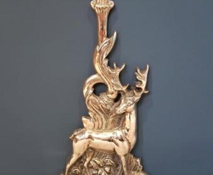 Early Victorian Cast Brass Weighted Country House Door Stop - Image 1