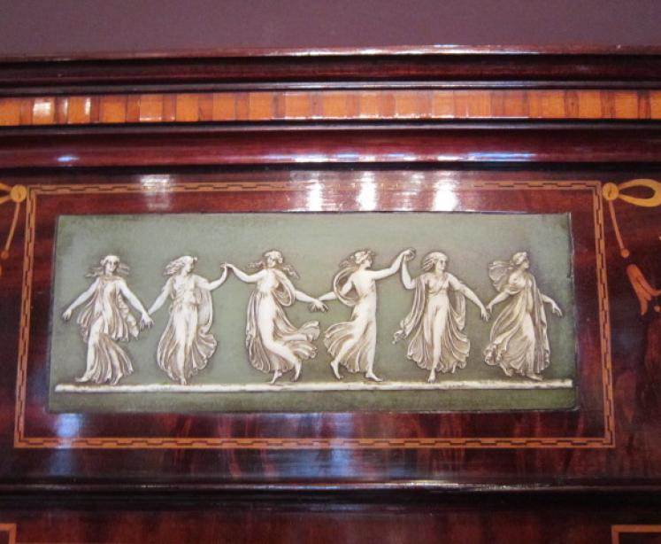 Elegant Art Nouveau Mahogany Inlaid Wall Mirror - Image 4