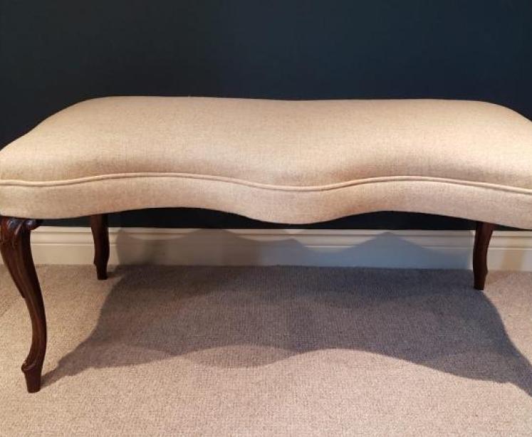 Early Victorian Rosewood Saber Leg Serpentine Stool - Image 1