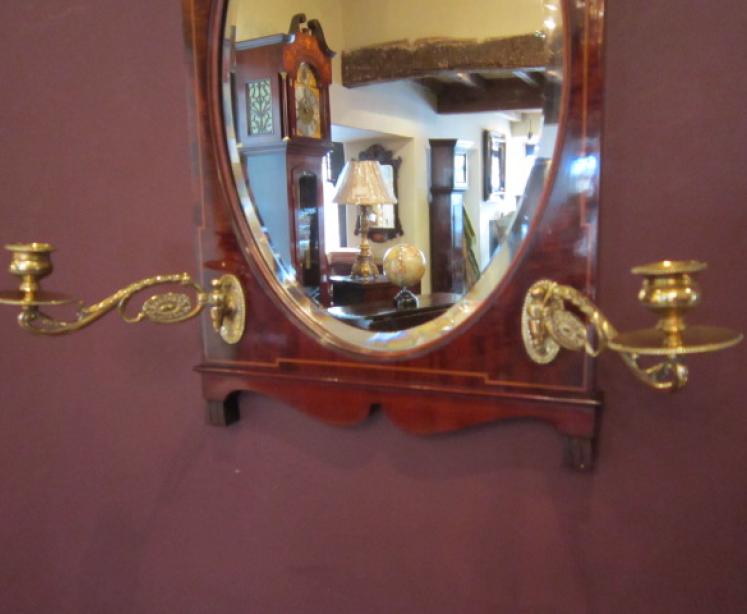 Elegant Art Nouveau Mahogany Inlaid Wall Mirror - Image 5