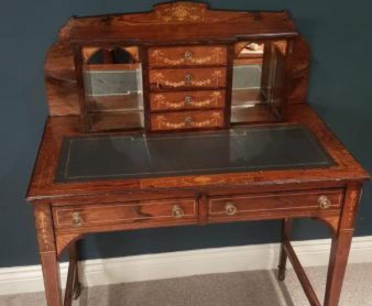 Antique Inlaid Rosewood Writing Desk - Image 1