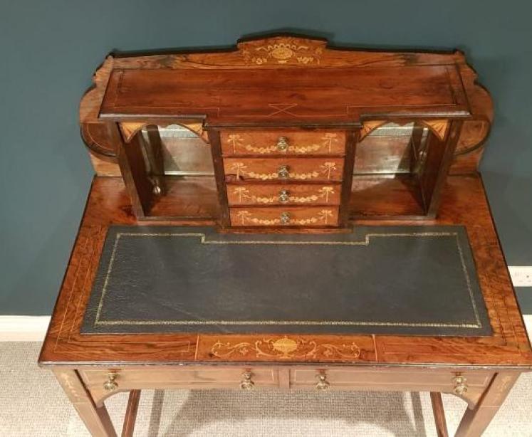 Antique Inlaid Rosewood Writing Desk - Image 4