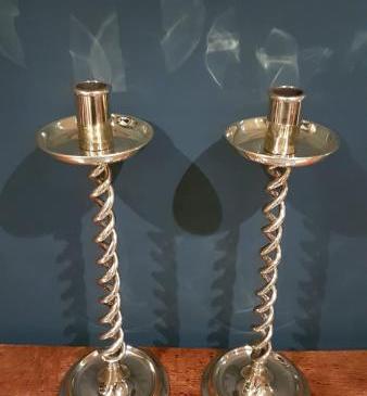 Impressive pair of Large Brass Candlesticks