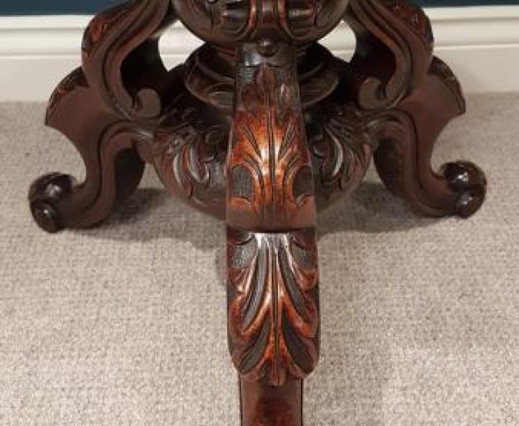Antique Carved Mahogany Revolving Stool  - Image 4