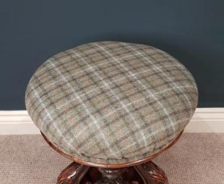 Antique Carved Mahogany Revolving Stool  - Image 5