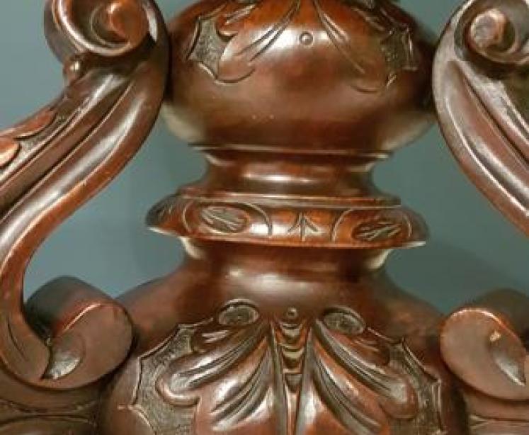 Antique Carved Mahogany Revolving Stool  - Image 6