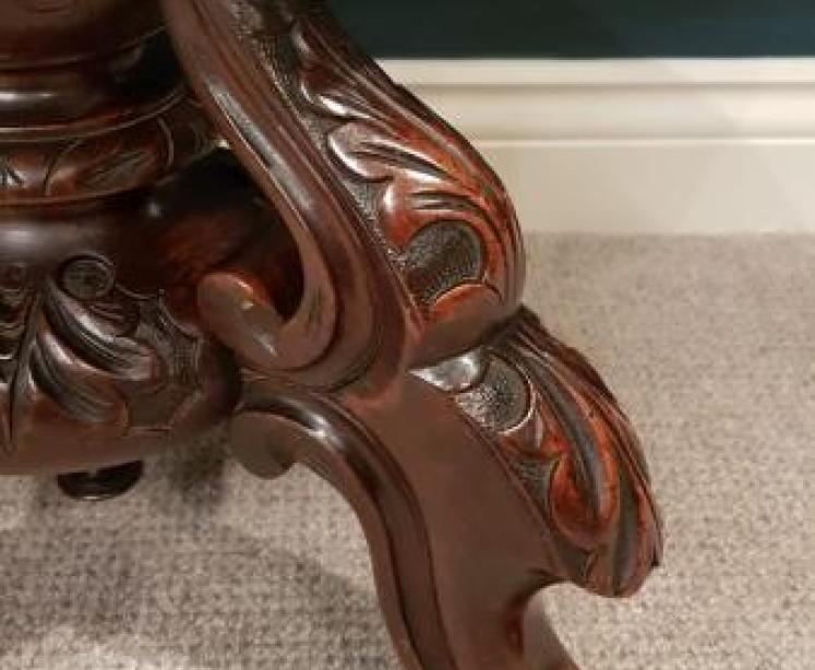 Antique Carved Mahogany Revolving Stool  - Image 7