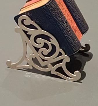 Antique Silver Miniature Book Rack and Books