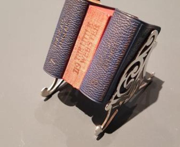 Antique Silver Miniature Book Rack and Books - Image 2