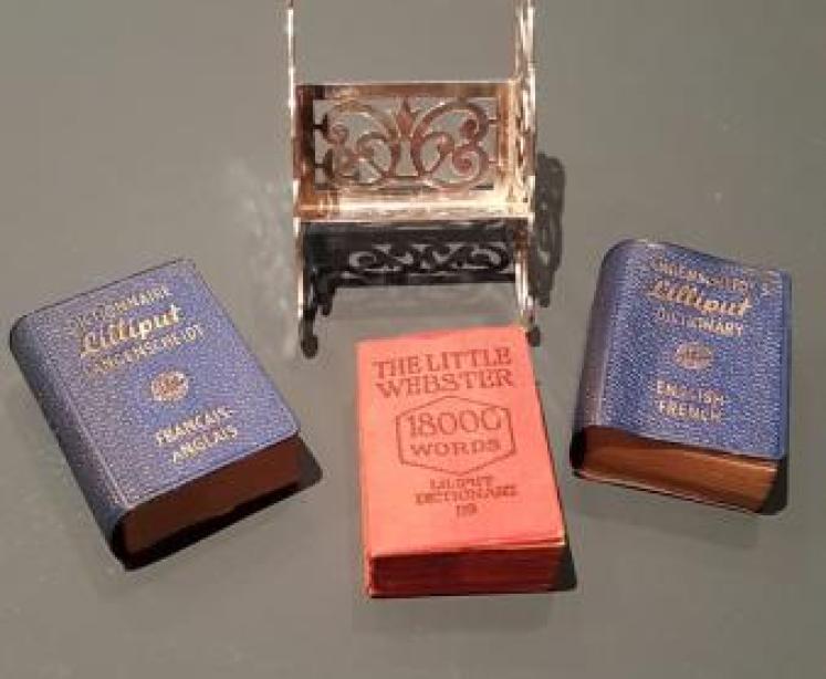 Antique Silver Miniature Book Rack and Books - Image 3