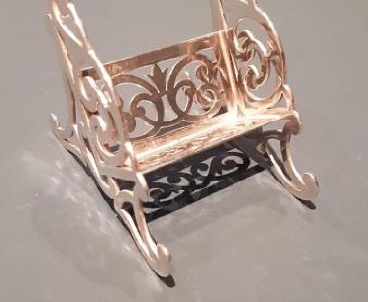 Antique Silver Miniature Book Rack and Books - Image 4