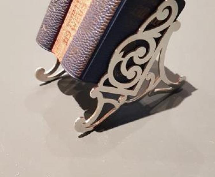 Antique Silver Miniature Book Rack and Books - Image 7