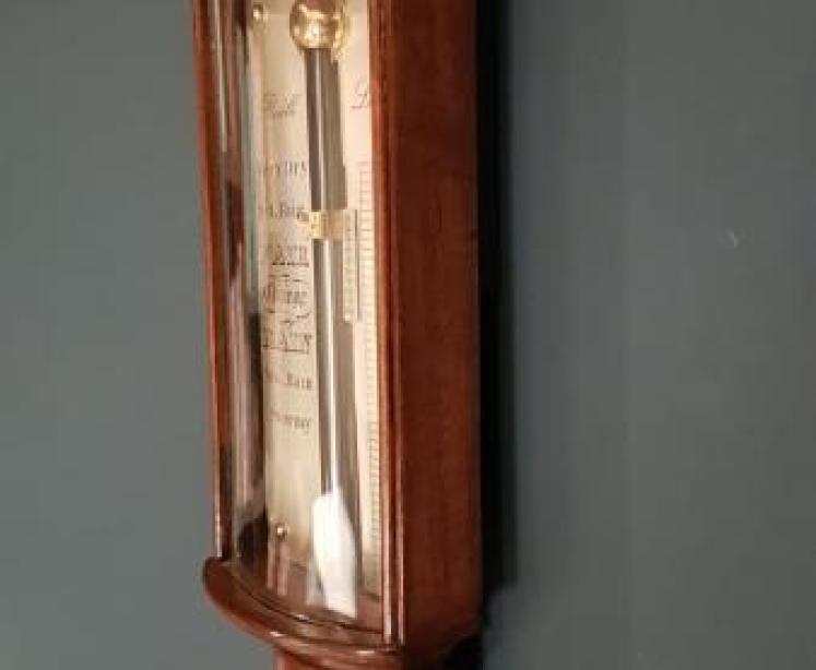 Fine Quality Antique Bow Front Mahogany Stick Barometer - Image 2