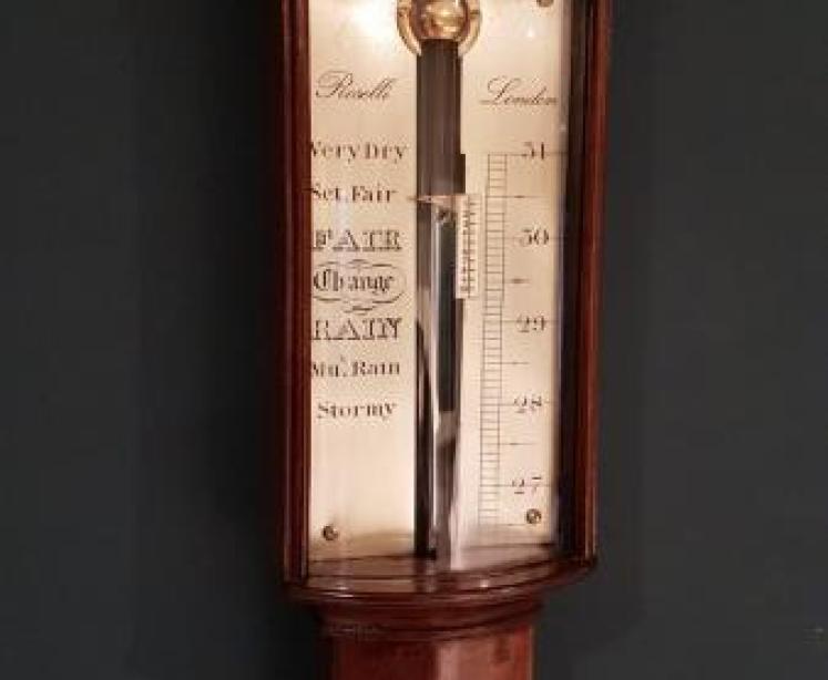 Fine Quality Antique Bow Front Mahogany Stick Barometer - Image 3