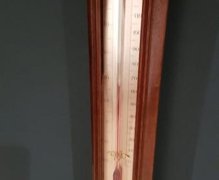 Fine Quality Antique Bow Front Mahogany Stick Barometer - Image 4