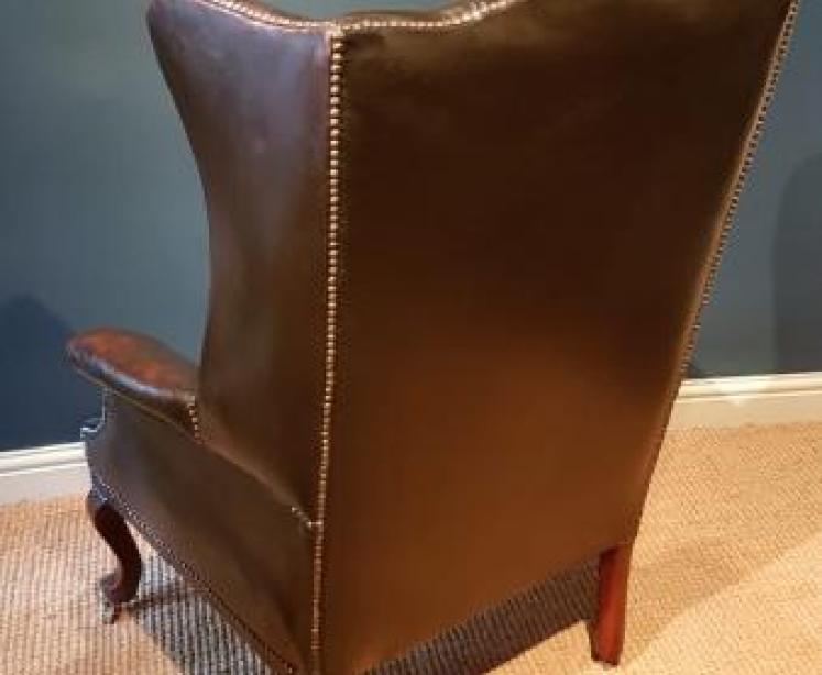 Antique Victorian Leather Wing Back Arm Chair - Image 3